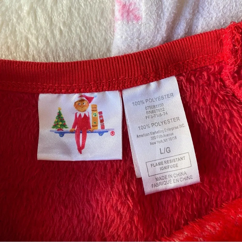 Elf on the shelf‎ Pajama Set Size Large Red Christmas Cozy